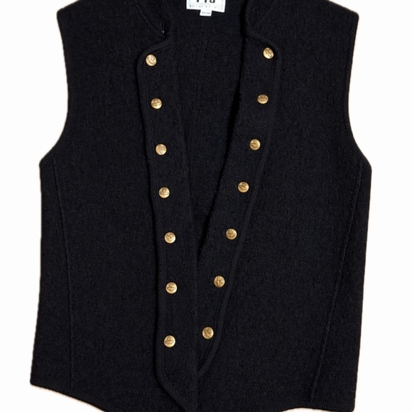Rio Tops - Rio 100% Wool - Black Vest with Gold Buttons